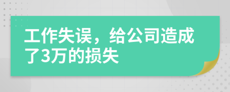 工作失误，给公司造成了3万的损失