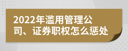 2022年滥用管理公司、证券职权怎么惩处