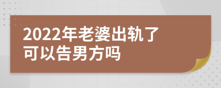 2022年老婆出轨了可以告男方吗