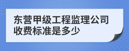 东营甲级工程监理公司收费标准是多少