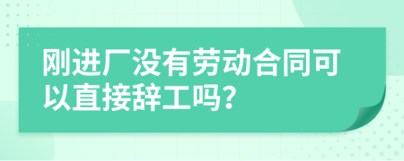 刚进厂没有劳动合同可以直接辞工吗？