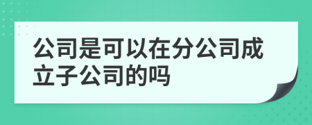 公司是可以在分公司成立子公司的吗