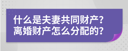 什么是夫妻共同财产？离婚财产怎么分配的？