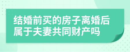 结婚前买的房子离婚后属于夫妻共同财产吗