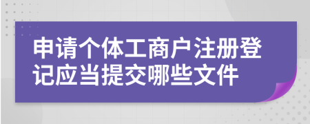 申请个体工商户注册登记应当提交哪些文件