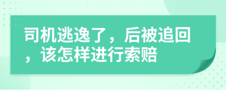 司机逃逸了，后被追回，该怎样进行索赔