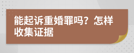 能起诉重婚罪吗？怎样收集证据