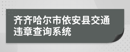 齐齐哈尔市依安县交通违章查询系统