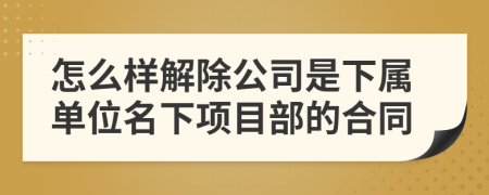 怎么样解除公司是下属单位名下项目部的合同