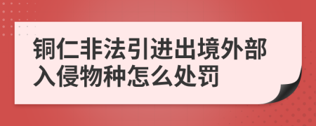 铜仁非法引进出境外部入侵物种怎么处罚