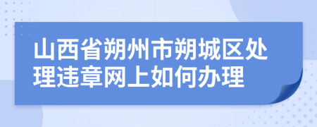 山西省朔州市朔城区处理违章网上如何办理