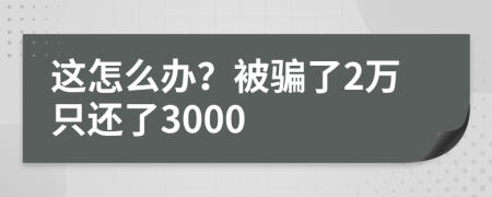 这怎么办？被骗了2万只还了3000