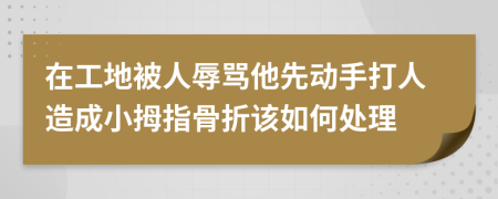 在工地被人辱骂他先动手打人造成小拇指骨折该如何处理