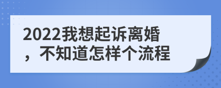 2022我想起诉离婚，不知道怎样个流程