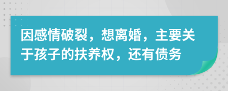 因感情破裂，想离婚，主要关于孩子的扶养权，还有债务
