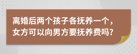 离婚后两个孩子各抚养一个，女方可以向男方要抚养费吗？