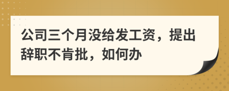 公司三个月没给发工资，提出辞职不肯批，如何办