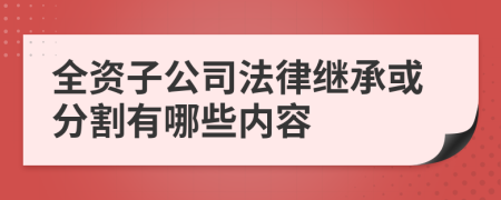 全资子公司法律继承或分割有哪些内容