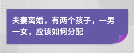 夫妻离婚，有两个孩子，一男一女，应该如何分配