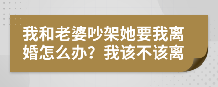 我和老婆吵架她要我离婚怎么办？我该不该离