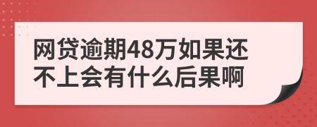 网贷逾期48万如果还不上会有什么后果啊