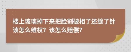楼上玻璃掉下来把脸割破相了还缝了针该怎么维权？该怎么赔偿？