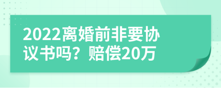 2022离婚前非要协议书吗？赔偿20万