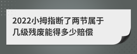 2022小拇指断了两节属于几级残废能得多少赔偿