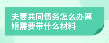 夫妻共同债务怎么办离婚需要带什么材料