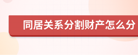 同居关系分割财产怎么分