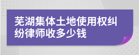 芜湖集体土地使用权纠纷律师收多少钱