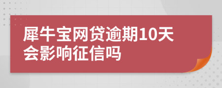 犀牛宝网贷逾期10天会影响征信吗