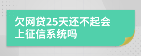 欠网贷25天还不起会上征信系统吗