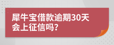 犀牛宝借款逾期30天会上征信吗？