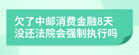 欠了中邮消费金融8天没还法院会强制执行吗