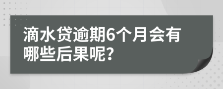 滴水贷逾期6个月会有哪些后果呢？