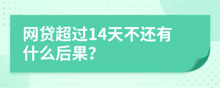 网贷超过14天不还有什么后果？