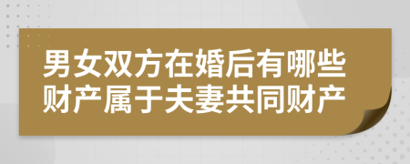 男女双方在婚后有哪些财产属于夫妻共同财产