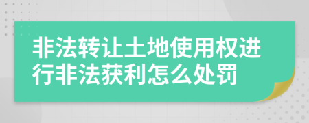 非法转让土地使用权进行非法获利怎么处罚