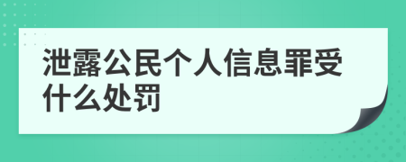 泄露公民个人信息罪受什么处罚