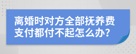 离婚时对方全部抚养费支付都付不起怎么办？
