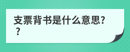 支票背书是什么意思? ?