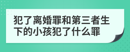 犯了离婚罪和第三者生下的小孩犯了什么罪