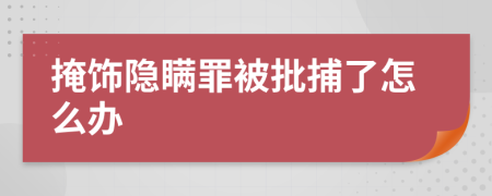 掩饰隐瞒罪被批捕了怎么办
