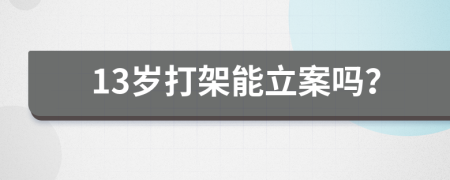 13岁打架能立案吗？