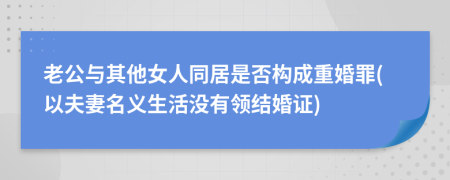 老公与其他女人同居是否构成重婚罪(以夫妻名义生活没有领结婚证)