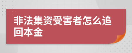 非法集资受害者怎么追回本金