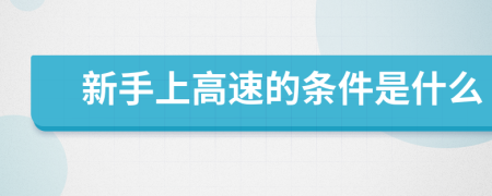 新手上高速的条件是什么