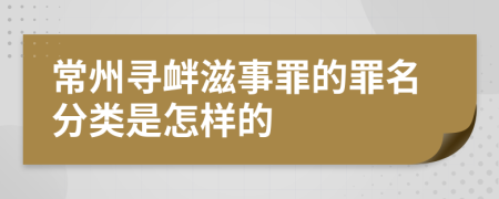 常州寻衅滋事罪的罪名分类是怎样的