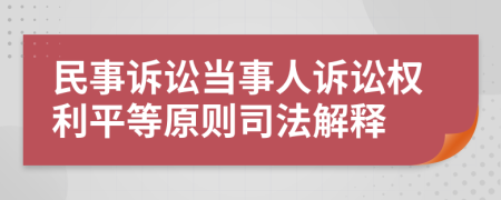 民事诉讼当事人诉讼权利平等原则司法解释